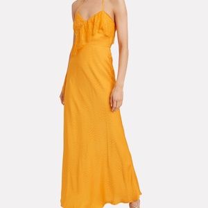 Self-Portrait Yellow Satin Maxi Dress